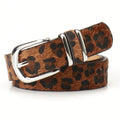 Y2K Retro Leopard Print Belt Fashionable Women's Punk Alloy Buckle Alloy Buckle PU Leather Decorated Belt