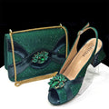 Venus Chan Elegant 2025 Gold Peep-Toe Heels with Diamond Accents - Italian Matching Pumps and Bag Set for Parties