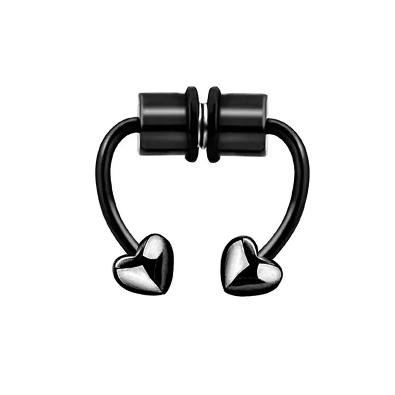 Stainless Steel Magnet Nose Piercing Heart Butterfly Fake Nose Ring 16G Horseshoe Ring Bee Nose Clip Body Jewelry for Piercings