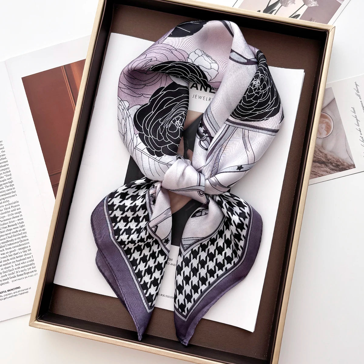 70*70cm Luxury Design Square Hair Scarf for Women Hijab Small Neck Tie Hand Wrist Kerchief Female Headband Foulard