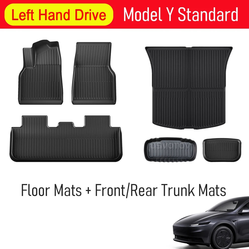 Floor Mats for 2026 2025 Tesla Model Y RWD AWD Trunk Mats Cargo Liner Frunk Backrest Mat Pads Accessories (Standard Models Only)