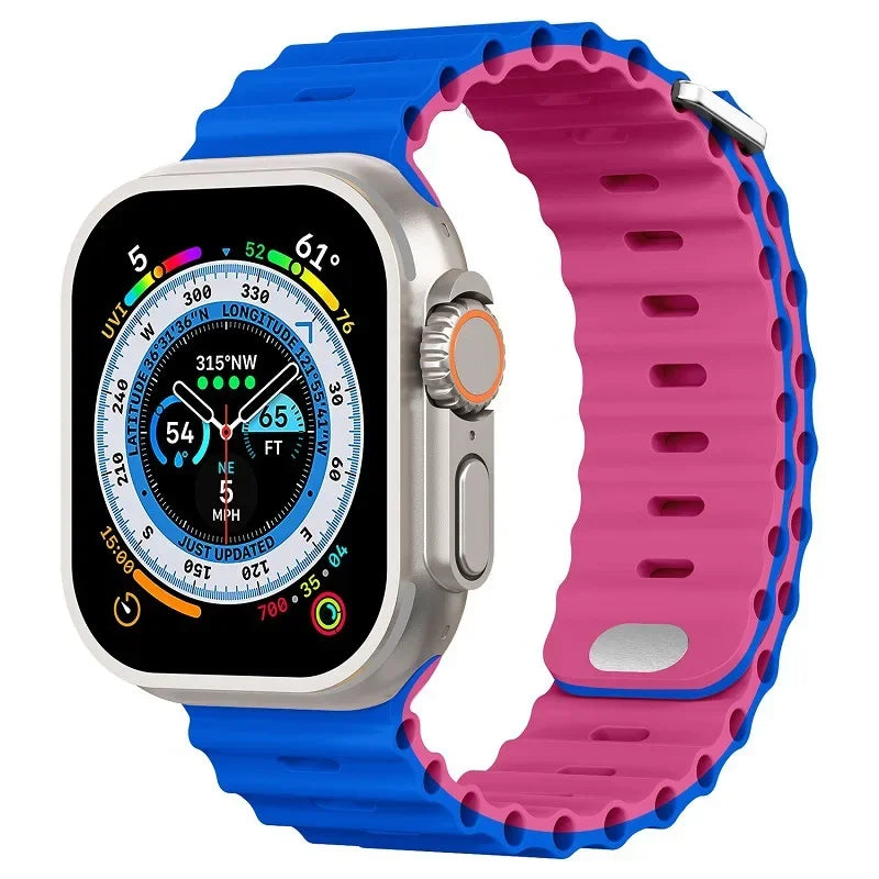 Ocean Strap For Apple Watch Ultra 3/2 Band 49mm 11 10 9 8 7 46mm 45mm 41mm Silicone Bracelet Belt iWatch 6 5 4 SE 44mm 42mm band