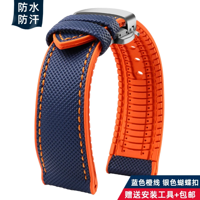 For Longines Seiko water ghost Hamilton series nylon rubber Bottom watch strap 20mm 22mm 23 Strap Men soft Waterproof Wrist Band