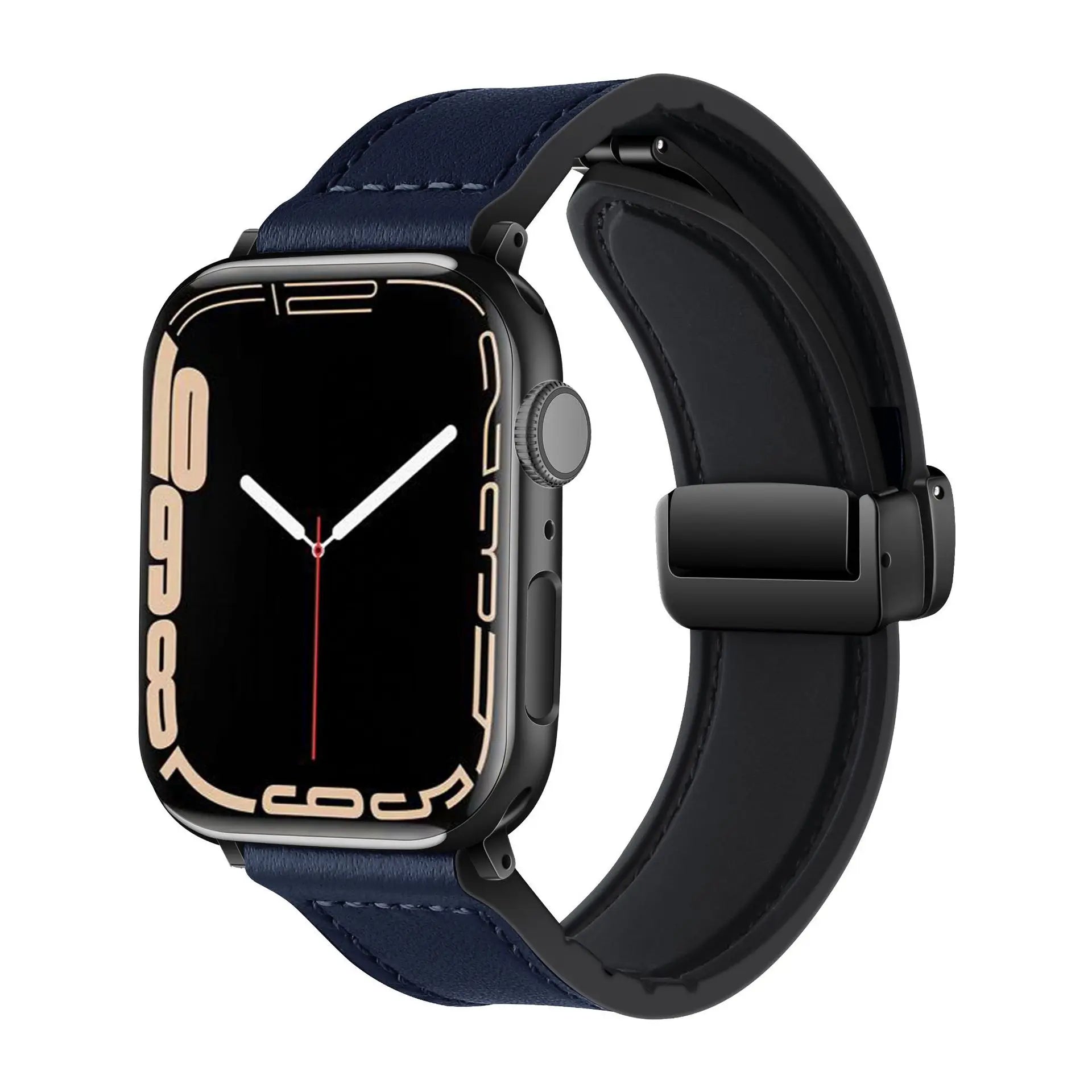Strap for Apple watch band 45mm 44mm 40mm 42 41mm Ultra 49mm Genuine Leather+Silicone bracelet correa iWatch series 9 8 7 6 5SE