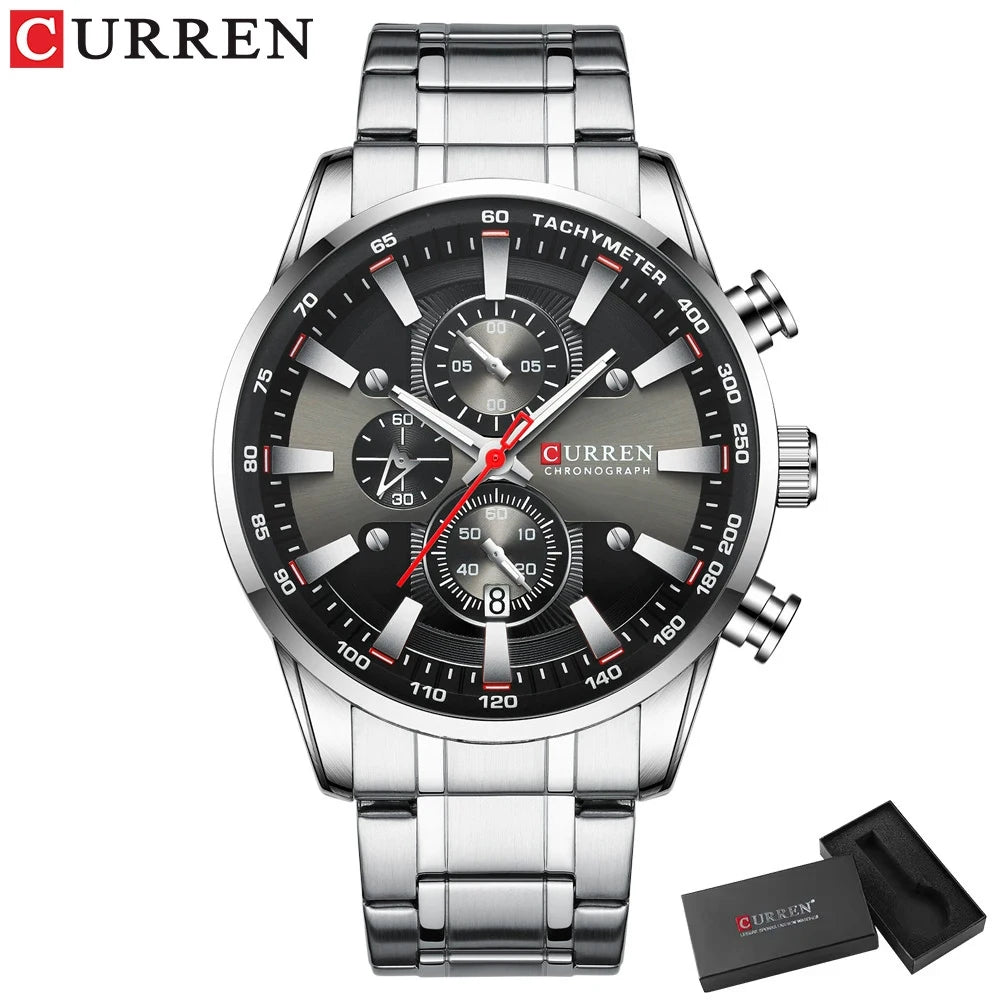 Men six-pin multifunctional quartz watch Waterproof round calendar wristwatch Sport Waterproof Wrist Chronograph Date Watches