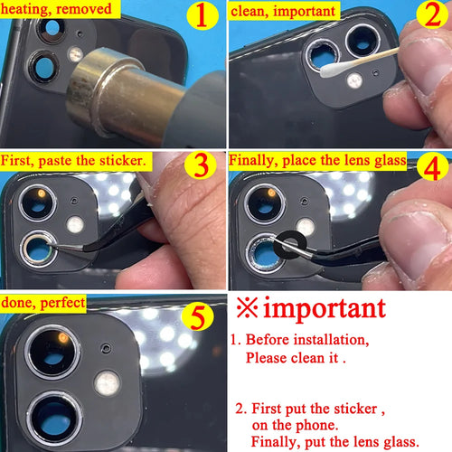 2set Back Rear Camera Glass Lens For iphone 14 13 12 11 Pro Max X XS XR 6 6S 7 8 Plus Big Camera Glass with 3M Sticker Adhesive