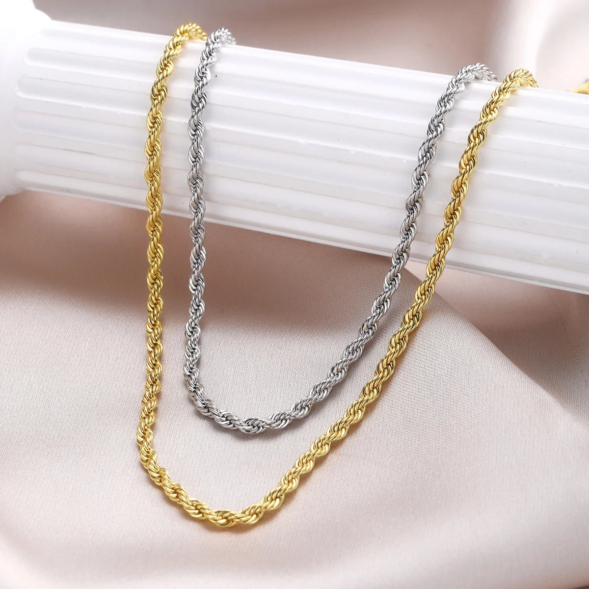 New Simple Classic Rope Chain for Men Women Necklace Casual Punk Stainless Steel Figaro Twisted Cuban Chain Necklace Jewelry