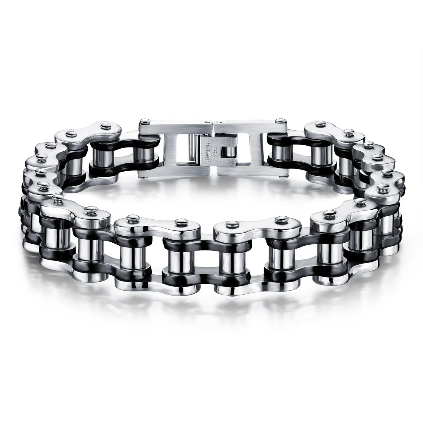 Cross-border European and American non-fading men's stainless steel trendy rock and roll bike motorcycle bracelet