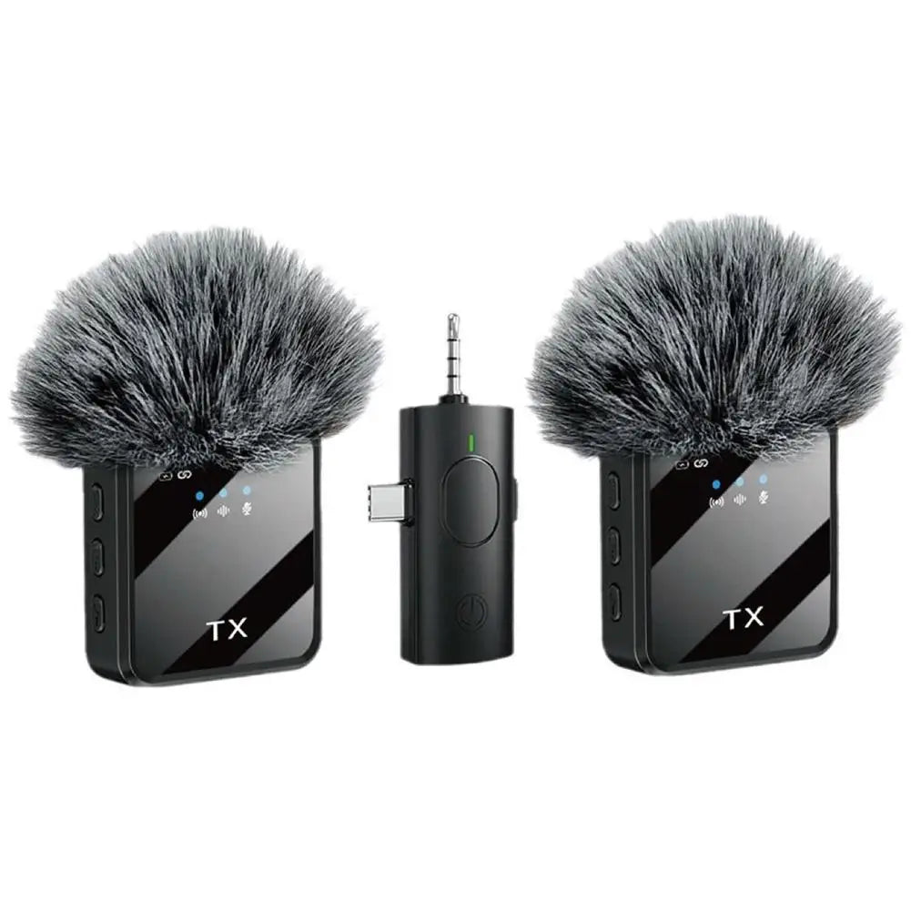 Wireless Lavalier Microphone For Apple Android Noise Cancelling Clip-On Mic Rechargeable Portable For Podcast