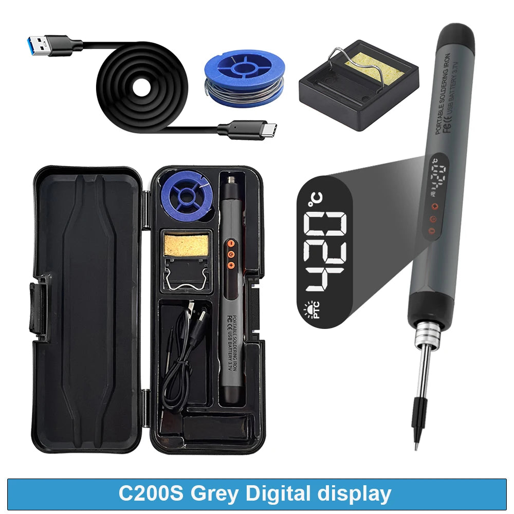 C200 USB Portable Electric Soldering Iron Kit Optional LED digital display Three Adjustable Temperature 300-420℃ Welding tools