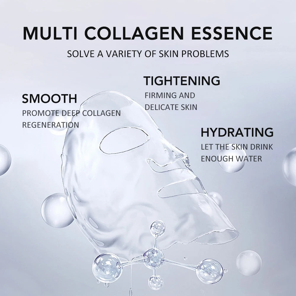 3PCS Collagen Face Masks Deep Hydrating Moisturizing Firming Skin Facial Masks Split Sheet Mask Korean Skin Care Products