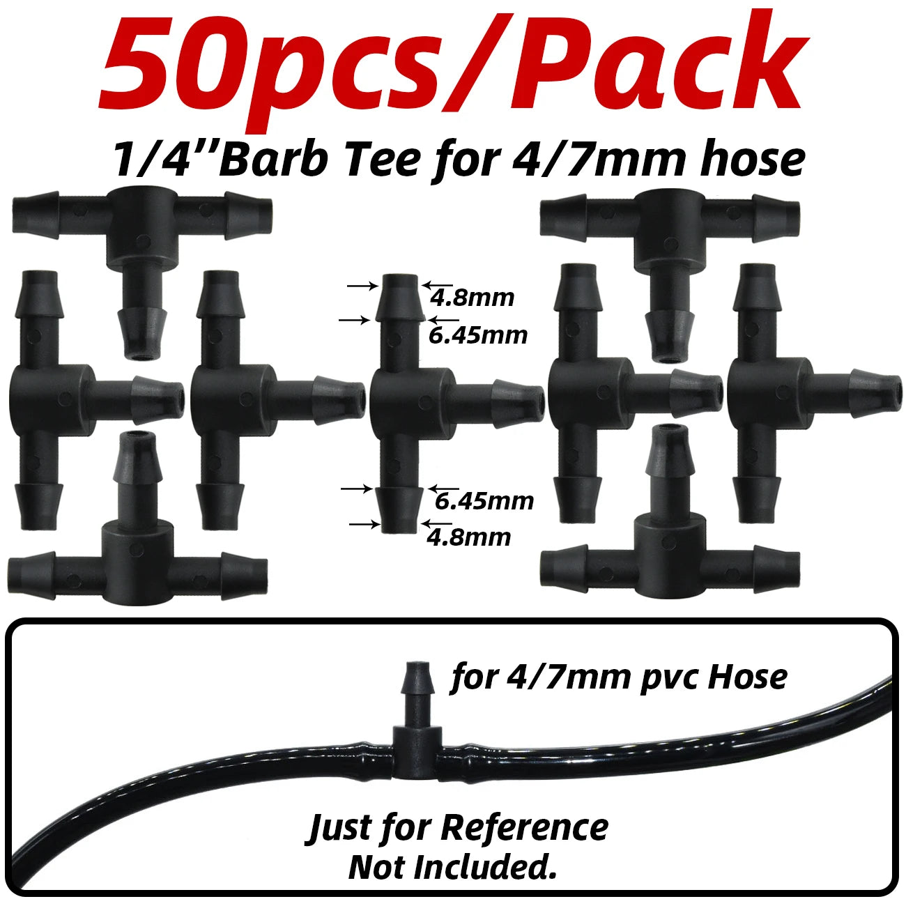 1-50pcs 4/7mm Barbed Connector Irrigation Fitting Drip Irrigation Connector 1/4'' Tubing Hose Fitting for Flower Pot Garden Lawn