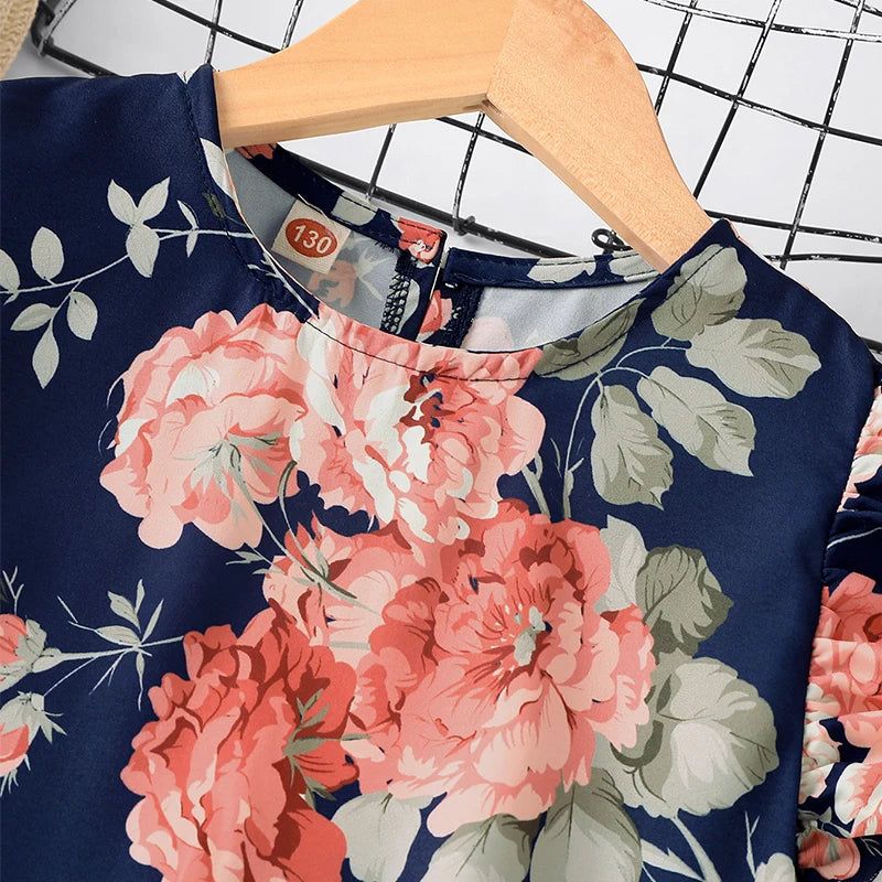 Girls Summer Fashion Thin Holiday Leisure Sleeveless Fragmented Flower Print Dress Comfortable Skirt Children's Clothing