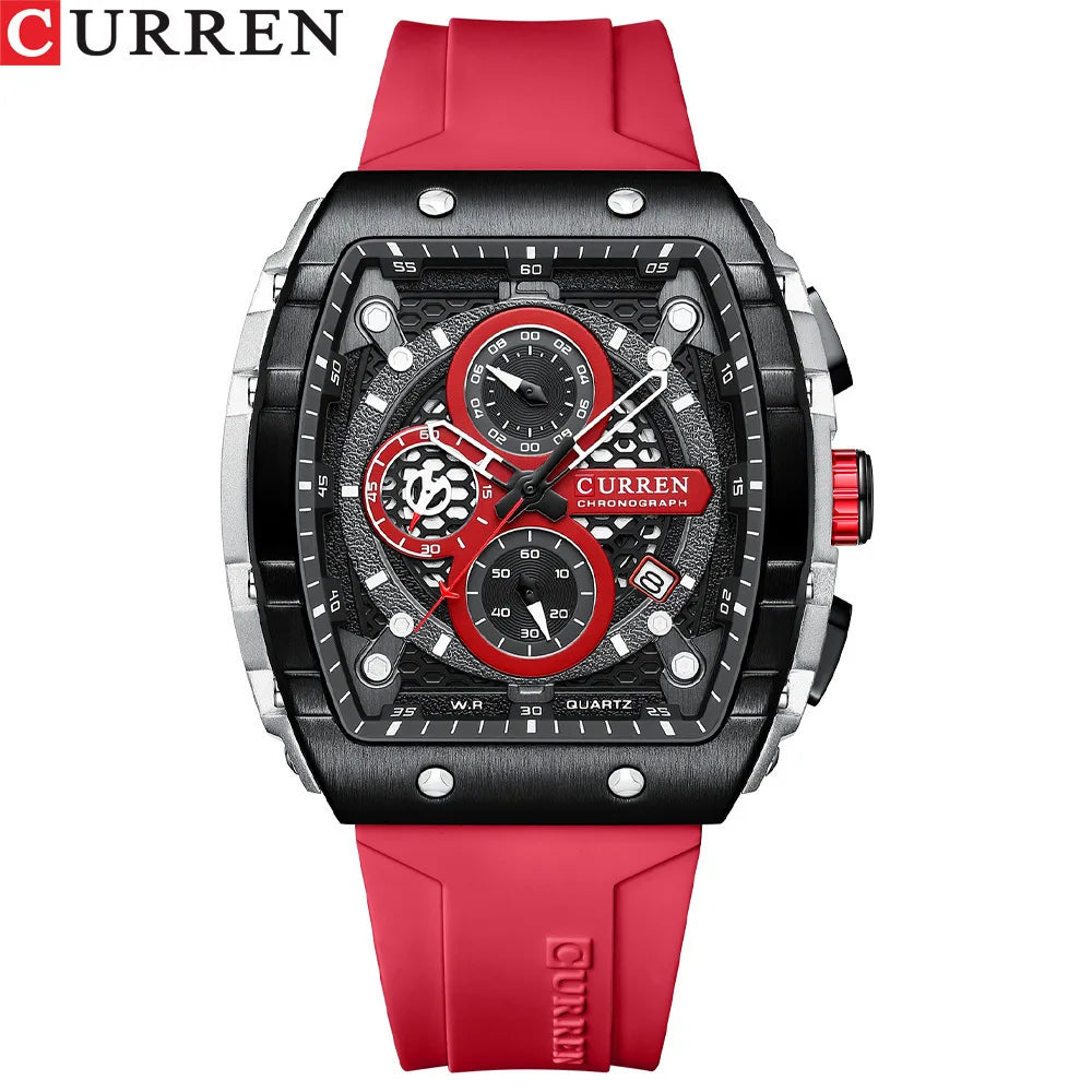 CURREN 8442 Top Brand Men's Watches Luxury Square Quartz Wristwatch Waterproof Luminous Chronograph Watch for Men Date Clock