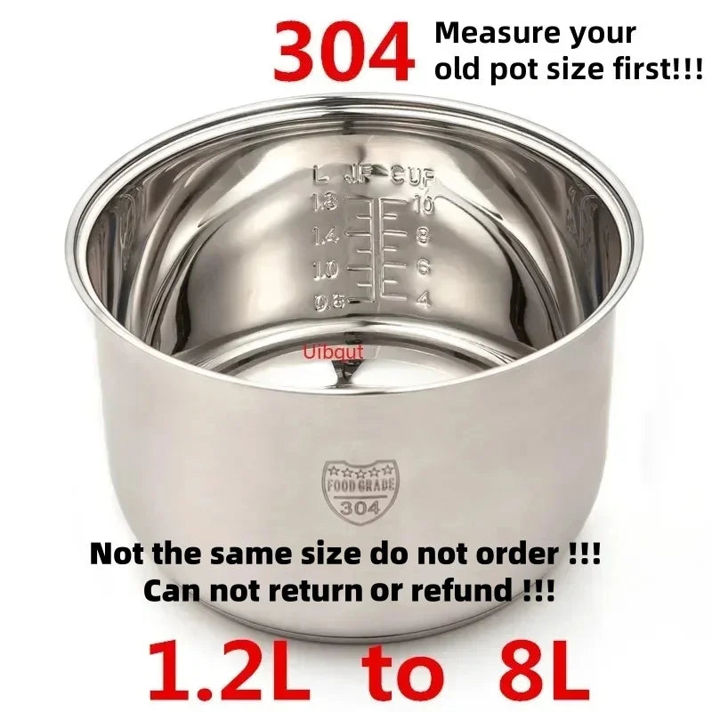 304 stainless steel rice cooker inner container Non stick Cooking Pot Replacement Accessories kitchen food Rice Cooker liner