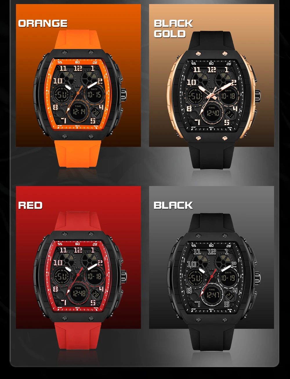 SANDA 6157 Luxury Men's Electronic Watch Sport Type Multi Functional Waterproof LED Fashion Trend Student Electronic Watch