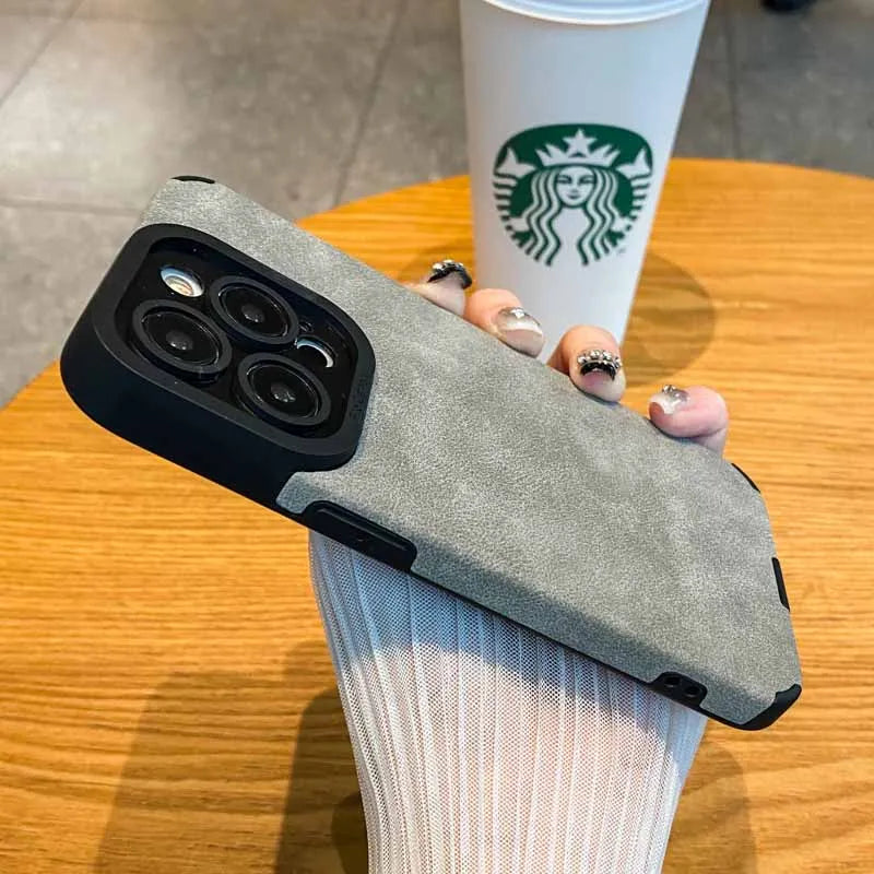 Luxury Matte Soft Leather Phone Case For iPhone 18 17 15 14 Plus 13 12 11 Pro Max 16 Lens Protection Shockproof Silicone Cover