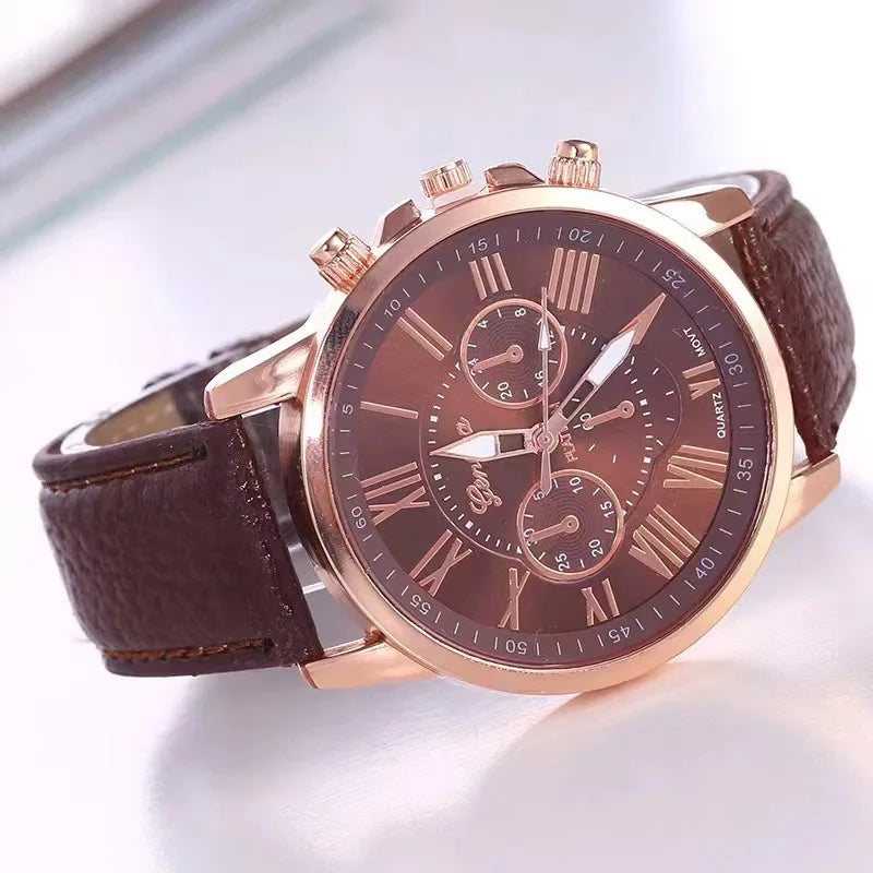 12 piece set of women's fashionable quartz watch - candy colored Roman numerals, casual style, no watch box