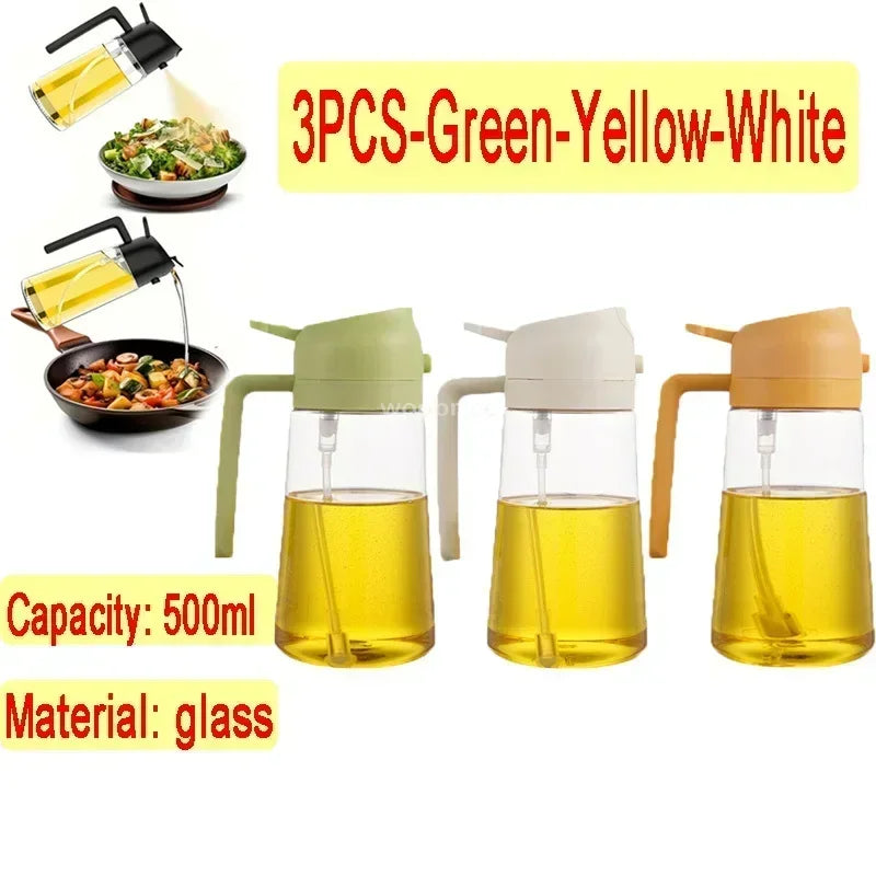 Dual Purpose Glass Oil Bottle Kitchen Spray Oil Sprayer Bottle Kitchen Oils Spray Can Leakproof Oil Spray Bottle Household