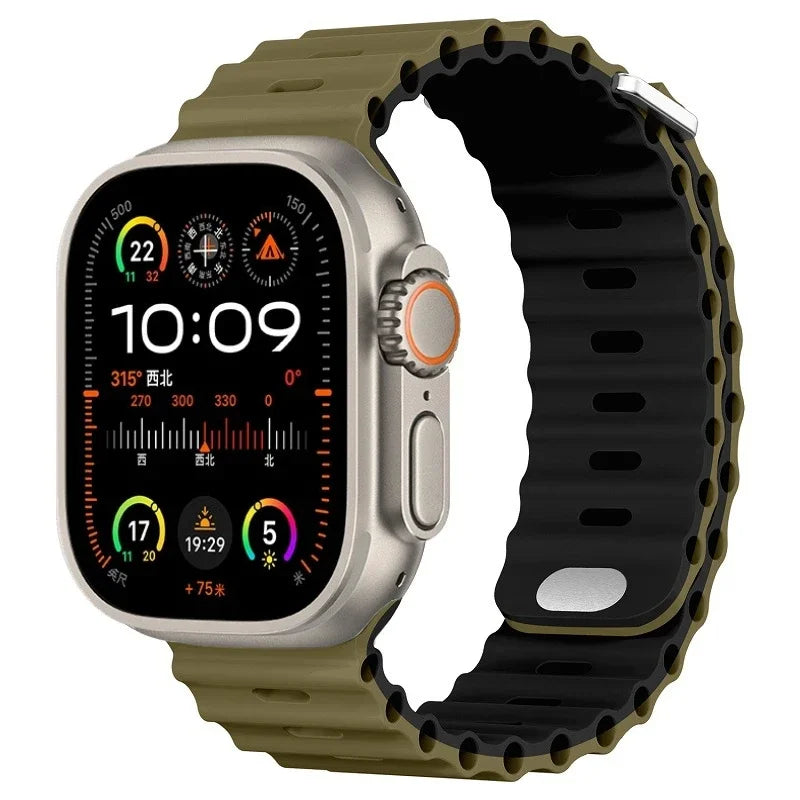 Ocean Silicone Strap For Apple Watch UItra 3 1 2 49mm 10 9 8 7 11 46mm 42mm 45mm 41mm Bracelet Wristband iWatch 6 5 4 SE3 44mm