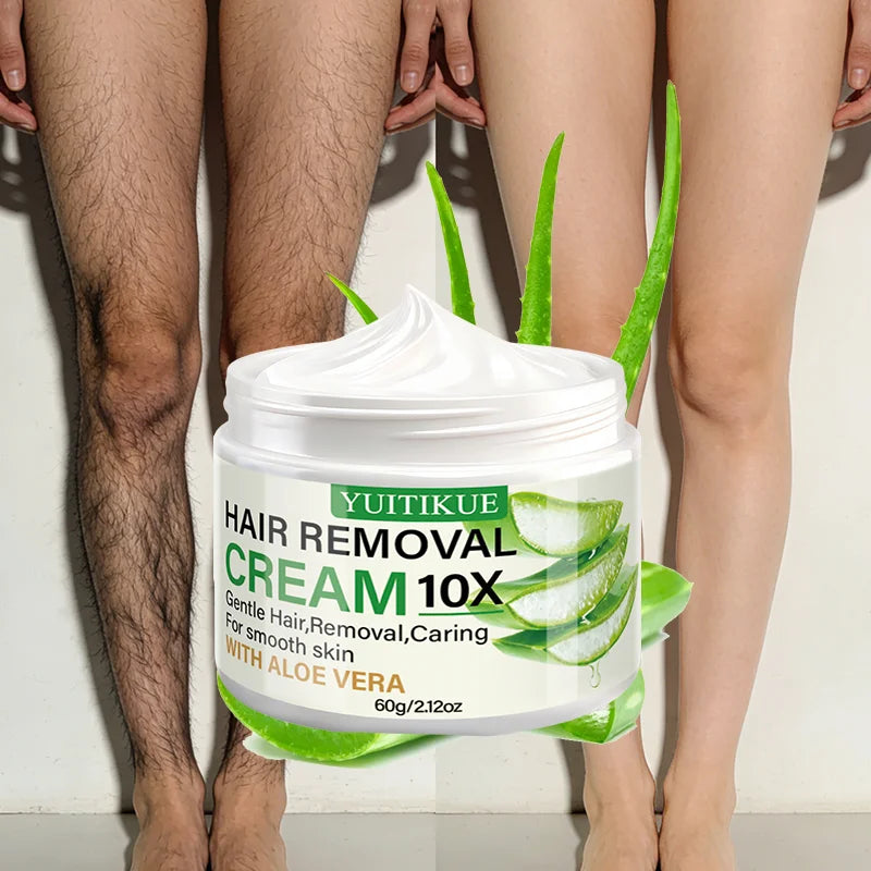 YUITIKUE Aloe Vera Hair Removal Cream, 60g Gentle 10X Hair Removal Cream for Smooth Skin Care