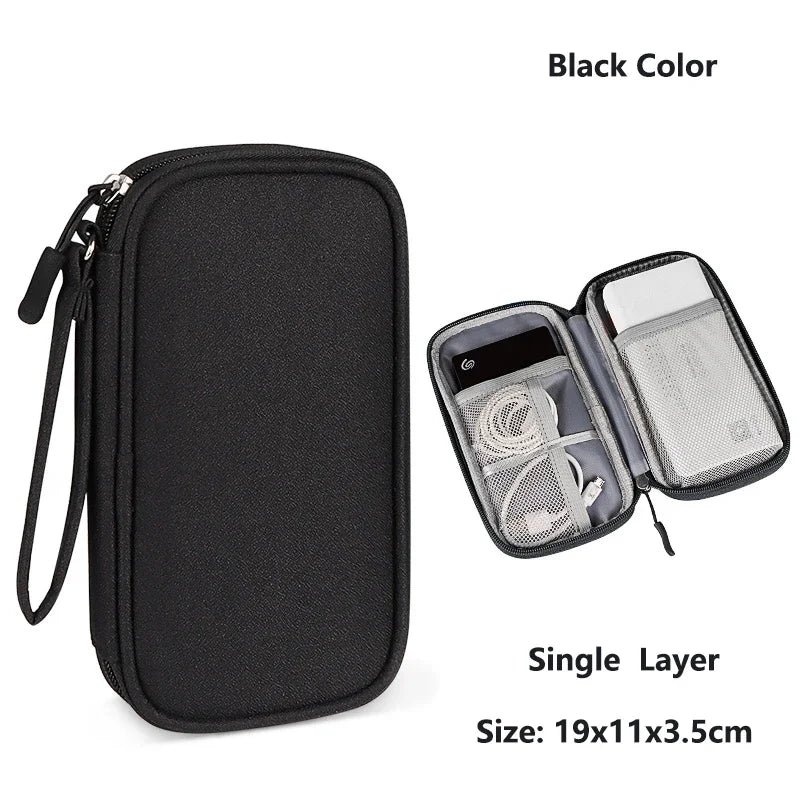 Home Office Cable Organizer Bag, Portable Travel Digital Storage Case for USB Charger Headset