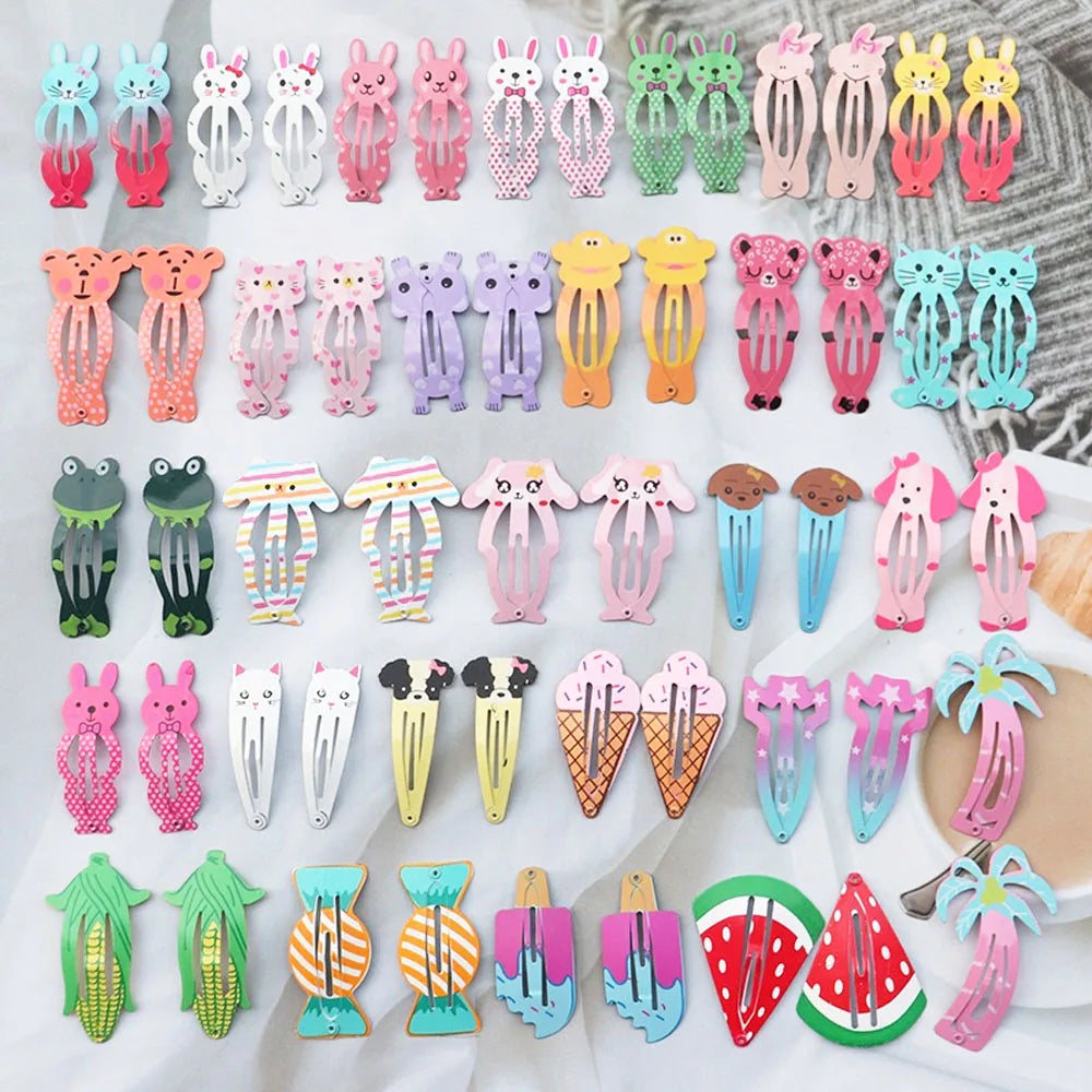 Korean Style Women Hair Accessories Cartoon BB Hair Clip Flower Hairclip Cute Headdress Print Alloy Hairpins for Girls