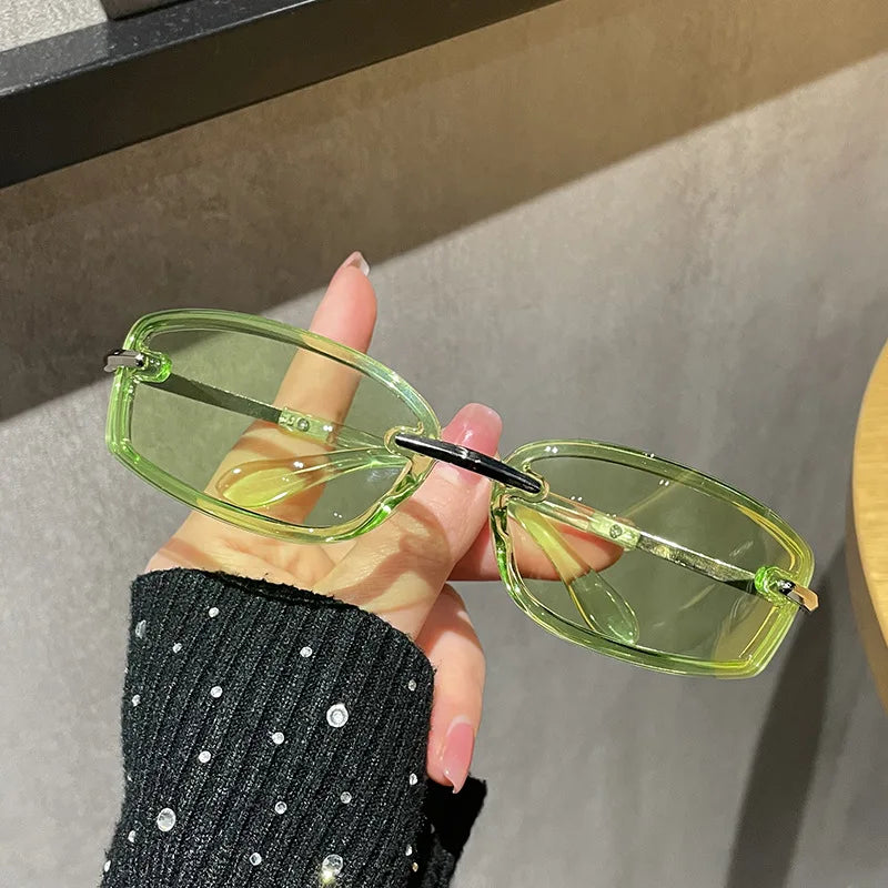 Rimless Y2K Style Sunglasses Rectangle Fashion Popular Women Men Shades Square Sun Glasses for Female Male Glasses Metal Frame
