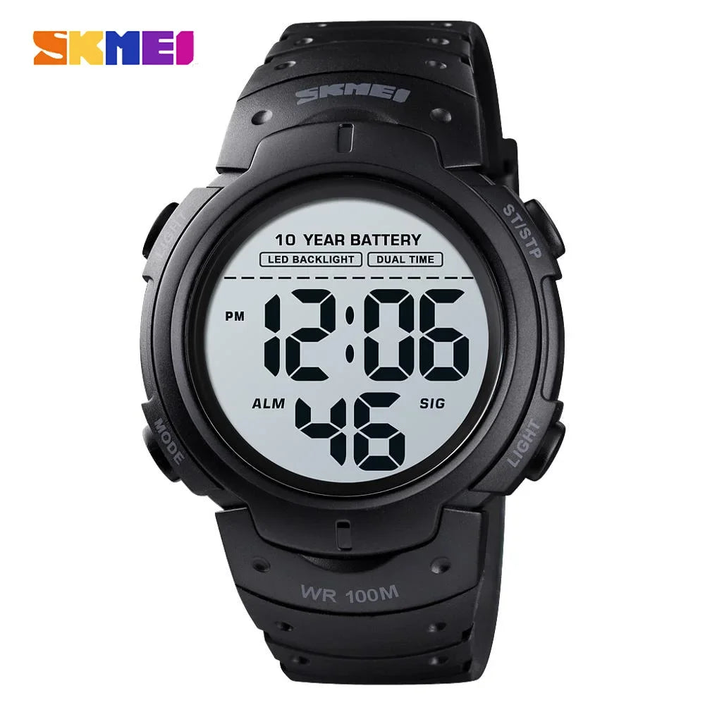 SKMEI 1560 Sport Electronics Watch for Men 100M Waterproof LED Display Digital Mens Wristwatches Stopwatch Military Reloj Hombre