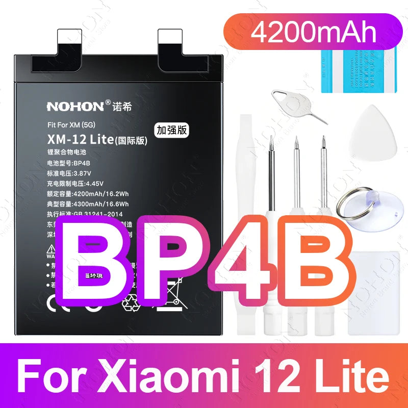 NOHON BN61 Battery for Xiaomi Poco X3 X4 GT X5 X6 Pro F5 F4 F3 F2 M5 M4 M3 M6 Pro C40 Redmi K50 K40 K30 Bateria BM4Y BN57 BP48