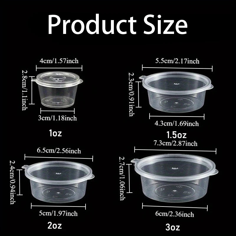 50/100PCS Disposable Sauce Cups with Lids Household Kitchen Leak-Proof Small Sauce Cups Portable Salad Dressings Seasoning Box