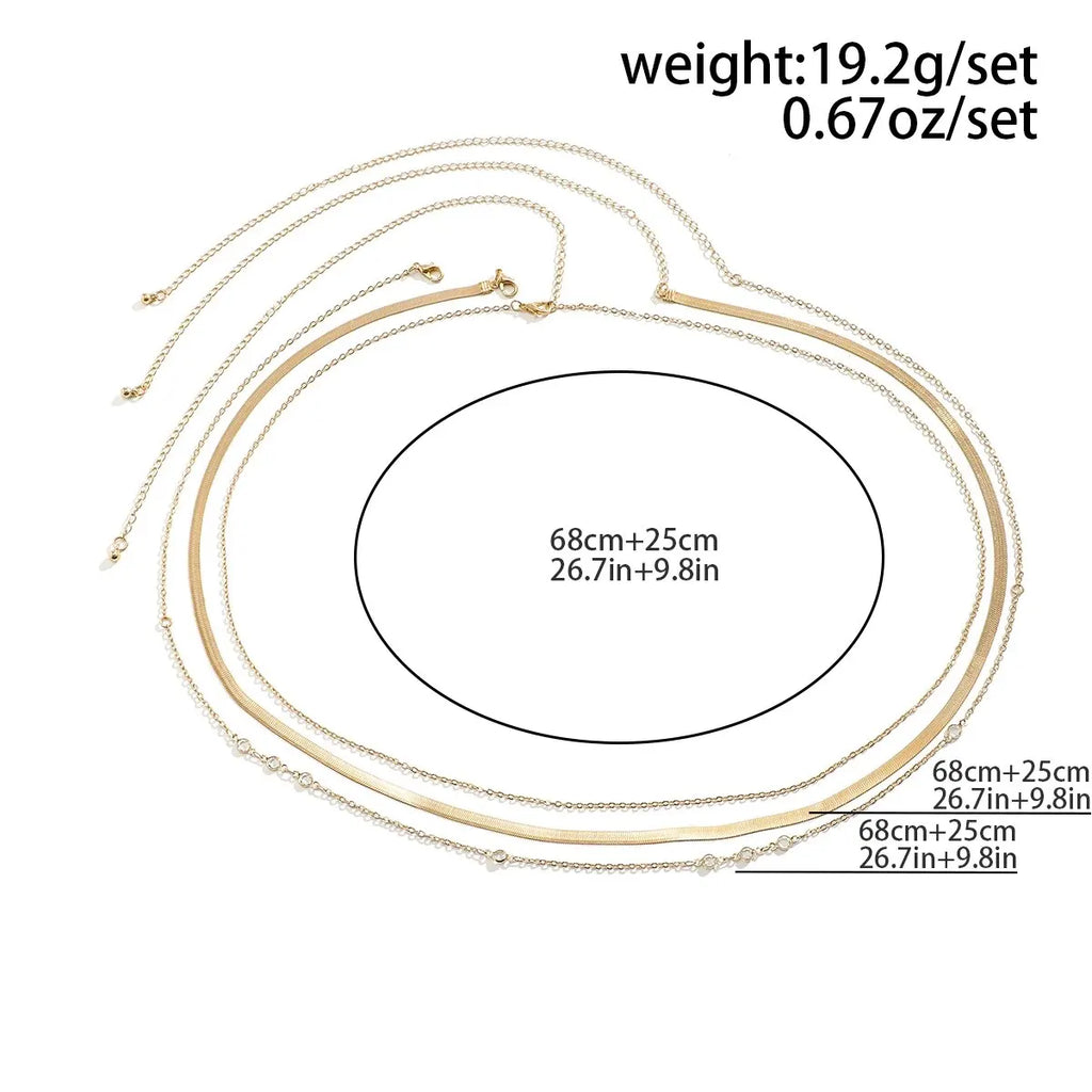 Ingemark 3Pcs/Set Sexy Gold Color Flat Snake Chain Belly Waist Chain for Women Boho Belt Body Jewelry Summer Bikini Accessories