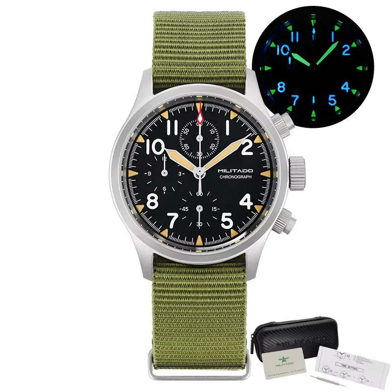 Militado ML1868KF 3 Dial Quartz Watch VK67 Sports Chronograph Watches Man Luminous Sapphire Glass 100M Waterproof 39Mm Watches
