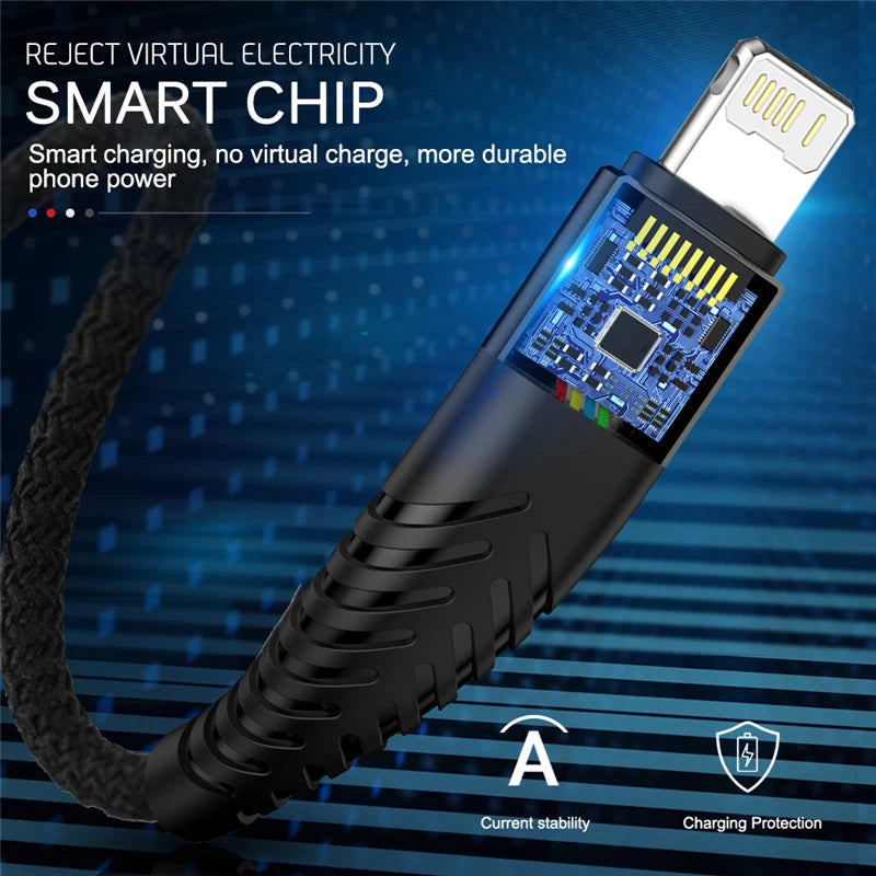 3A Fast Charging USB Cable for iPhone 14 13 12 11 Pro Max Xs X XR 6 6s 7 8 Plus iPad Mobile Phone Charger Cord Data Wire 2m 3m