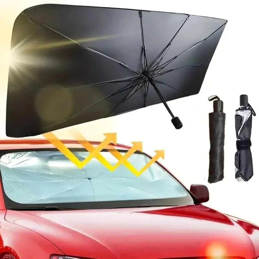 Car Sunshade Umbrella Front Windshield Silver Glue Sunshade Umbrella Uv Resistant Folding Car Umbrella Car Sunscreen Accessories