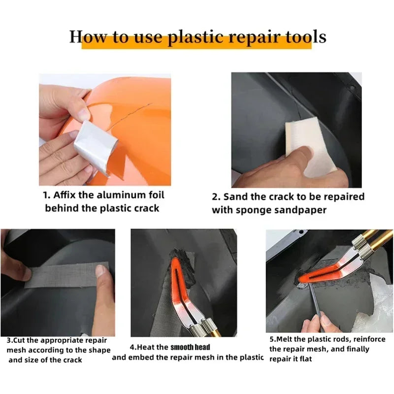 Upgraded 2 in 1 Plastic Welding Kit Hot Stapler Soldering Gun 6/4 Types Staples for Car Bumper Repair 200W Welder Machine Repair