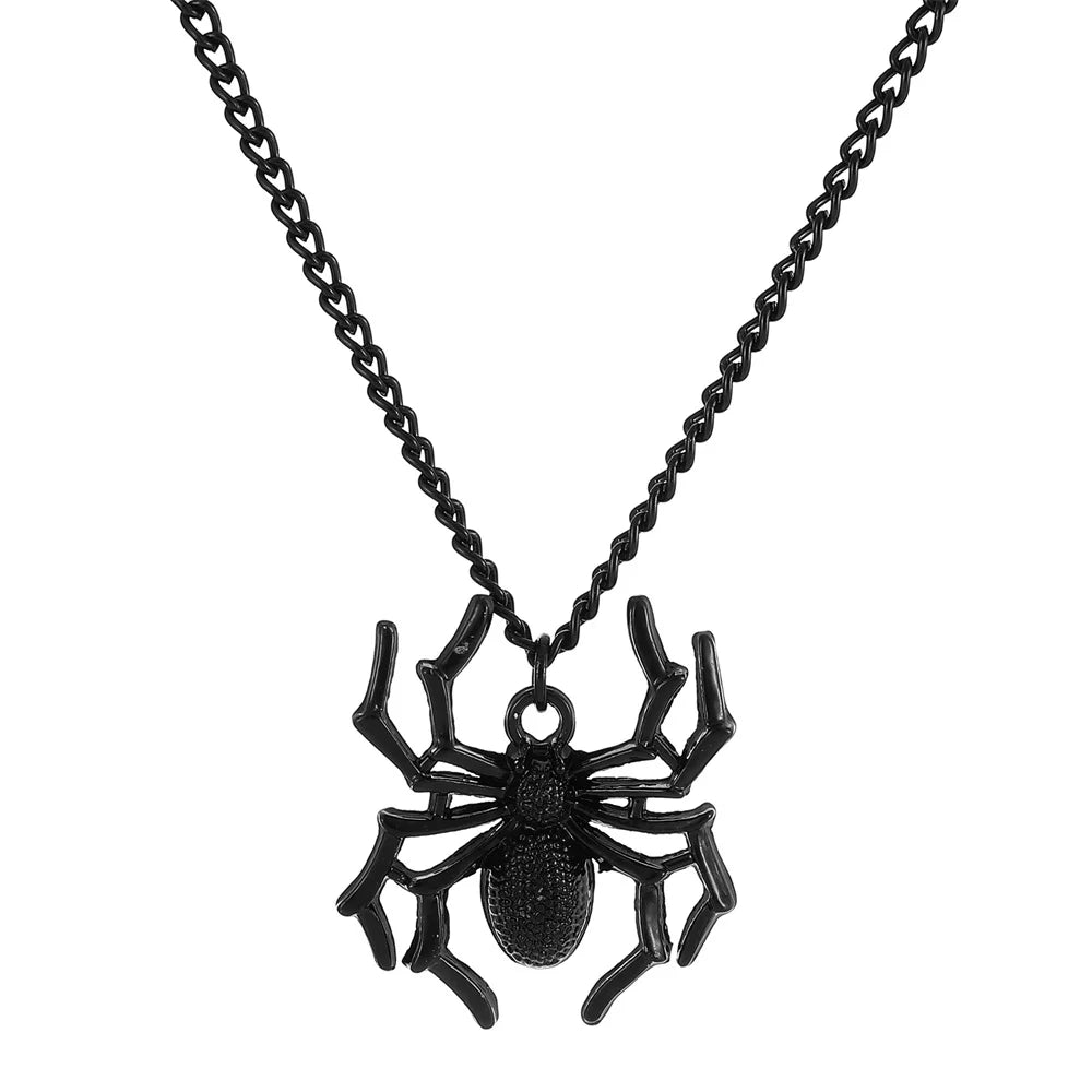 Punk Spider Necklace for Women Men Vintage Simulated Insect Charm Street Style Choker Necklace DIY Jewelry Party Gifts 2023