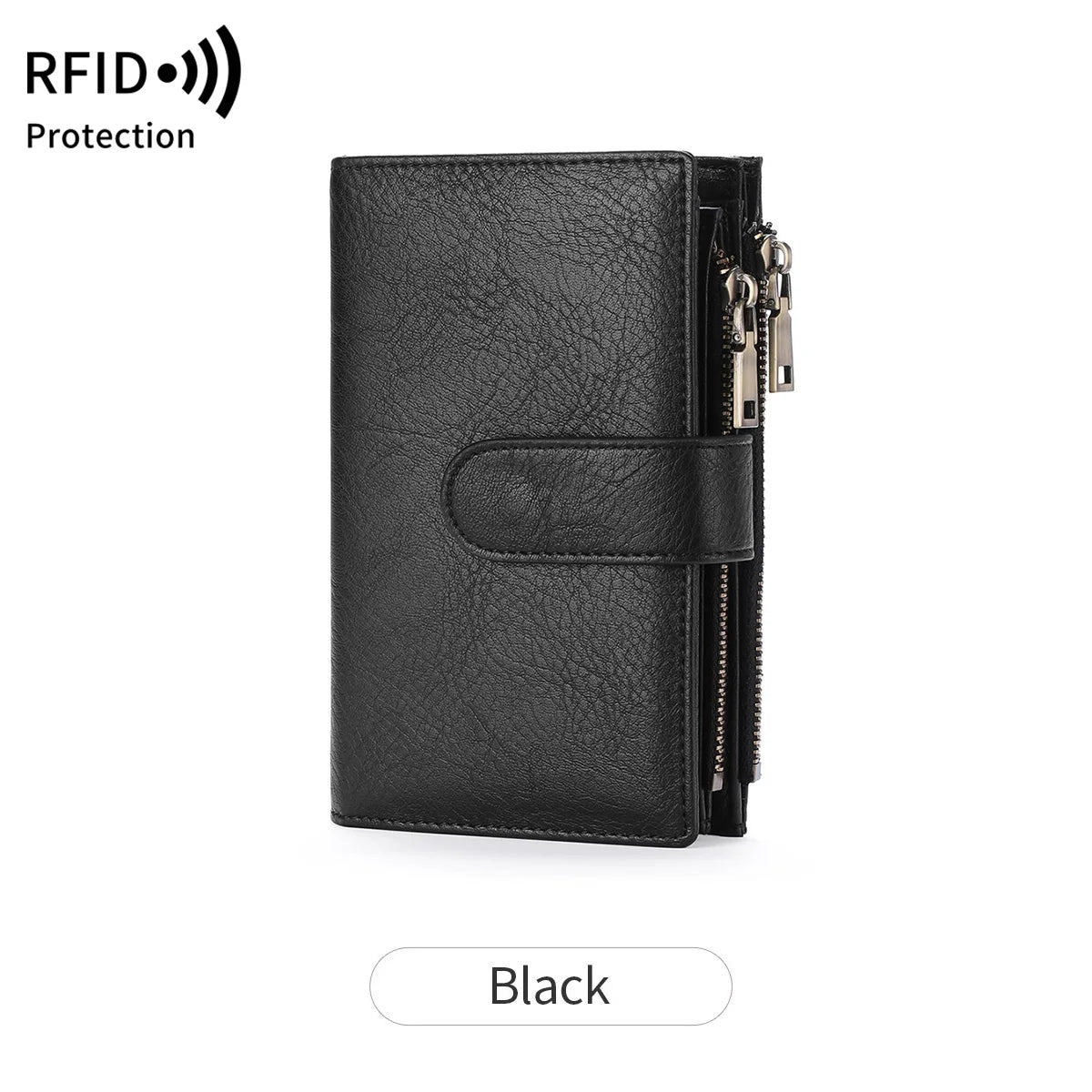 Fashion Women Wallet Vintage Folding Strap Double Zipper Pocket Short Card Holder High Quality LuxuryPortable Clutch Card Holder