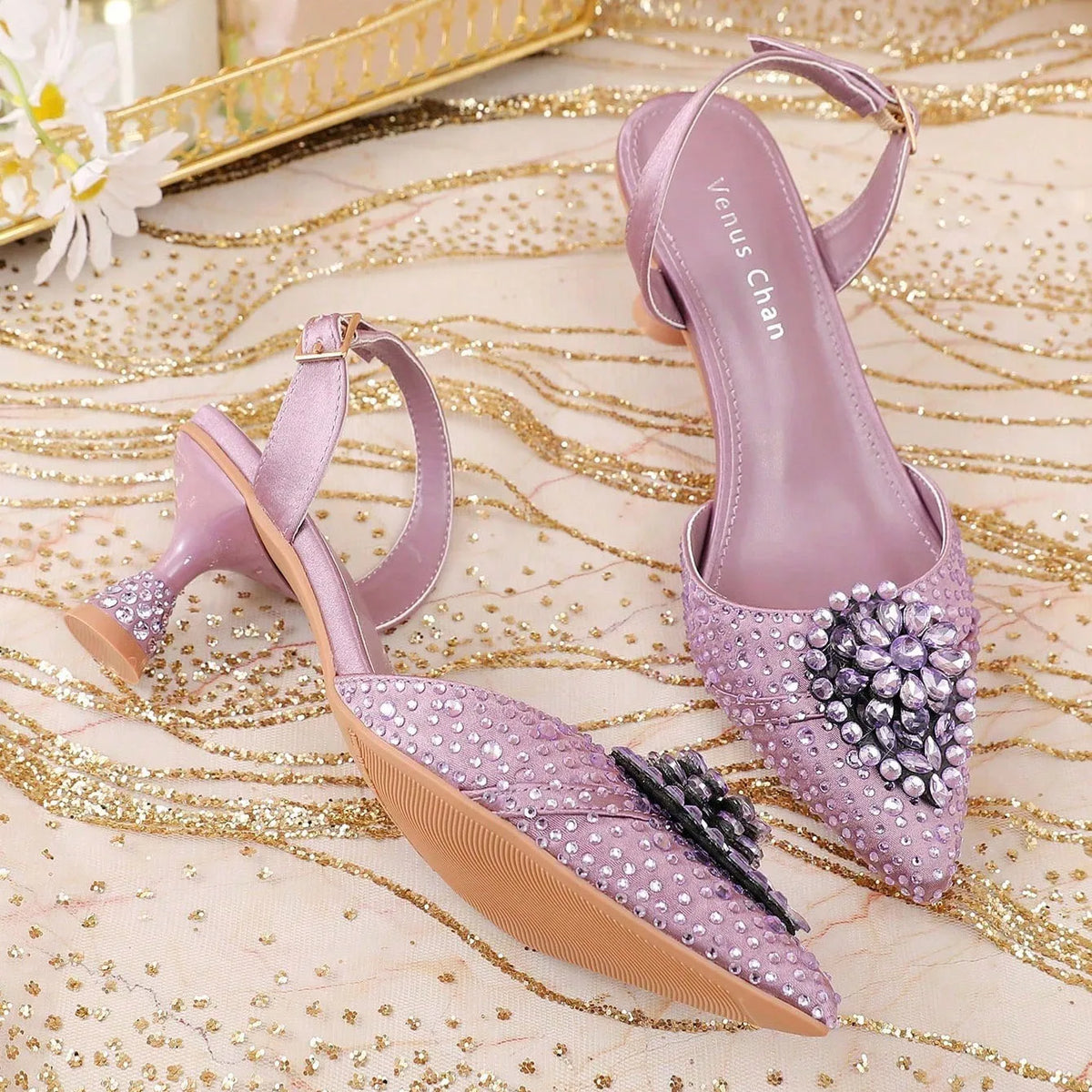 Sky Blue Wedding High Heels for Women Italy Design Rhinestone  Decorate Pointed-Toe Gorgeous Parties 2025 INS Lady Plus Size