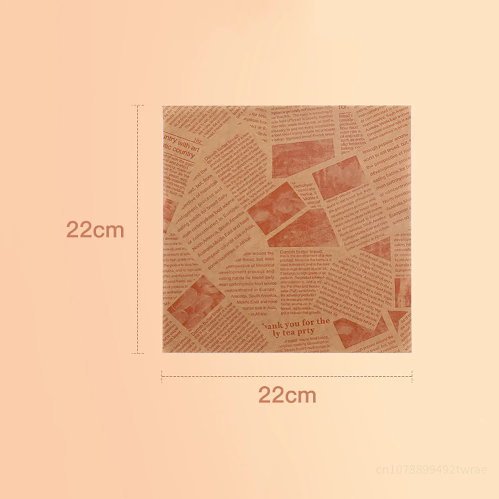 50-200Pcs Deli Wax Paper Old Newspaper Greaseproof 22x22CM Burger Bread Wrap Basket Mat for Fries Sandwich Papel Antigrasa