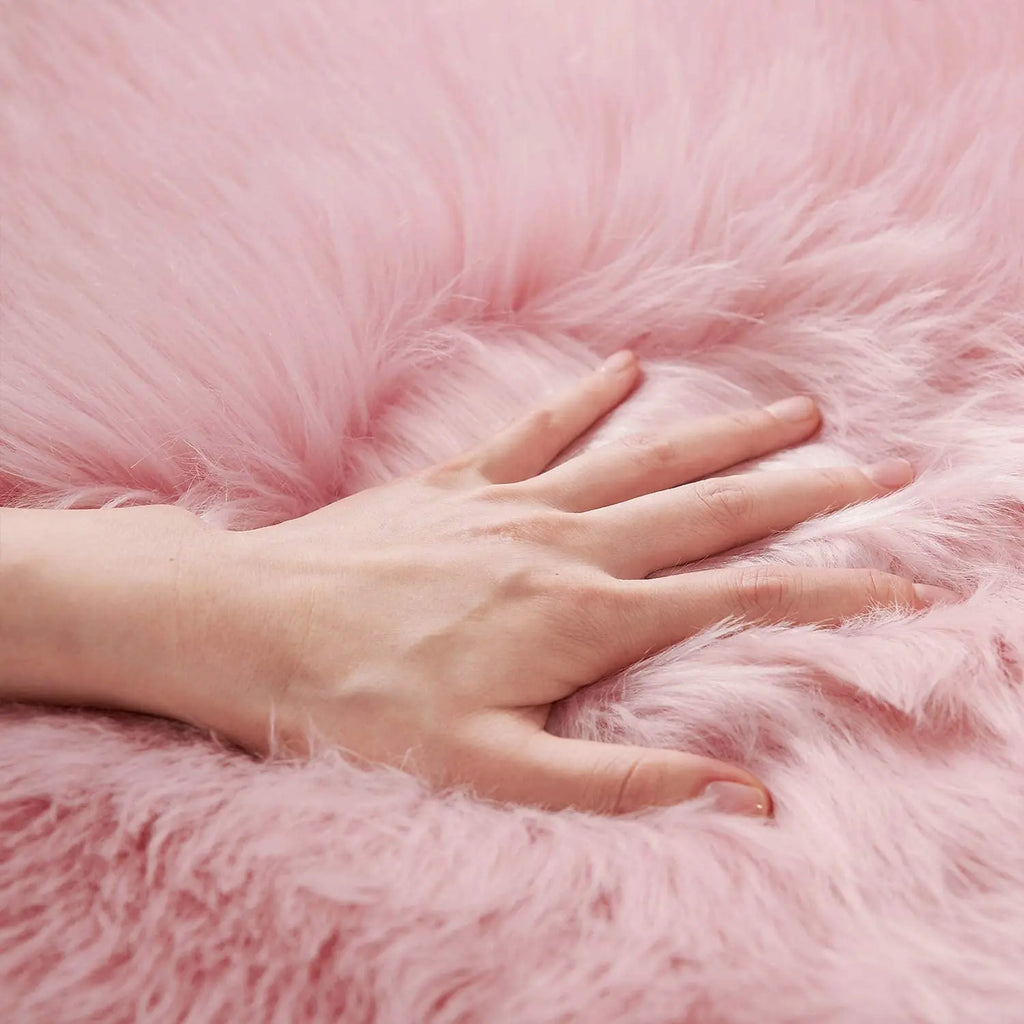 Faux Fur Pink Non-Slip Thick Fluffy Carpets for Bedroom Plush Artificial Wool Area Rugs for Living Room Home Decoration