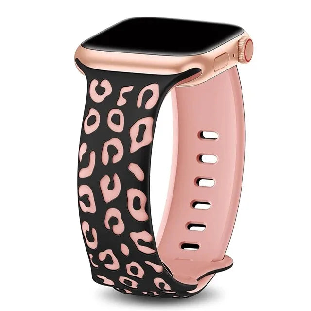 For Apple Watch Bands 40mm 44mm 42mm 45mm 41mm 49mm 46mm Engraved Silicone Bracelets Correa Series 8 9 SE ultra 2 3 10 11 Strap