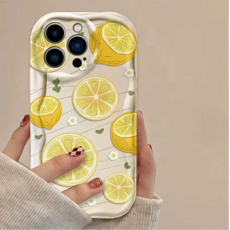Summer Fruit Lemon Flower 3D Clear Case For iPhone 18 17 16 16E 15 14 13 12 11 Pro Max X XS XR 17 Air Silicone Cover
