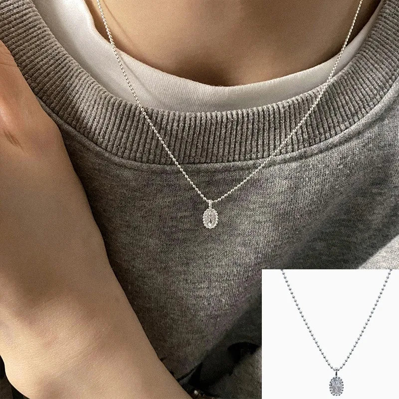 S925 Sterling Silver Necklaces For Women Simple Chain Fashion Minimalist Pendant Necklaces Adjustbale Necklace Birthday Gift