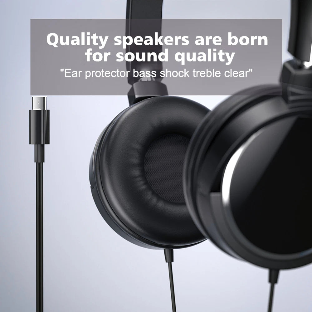 New 3.5mm/Type-C Plug Wired Headphones Foldable Headphones Bass Stereo Fashion Music Earphones For PC MP3 Smartphones Tablet