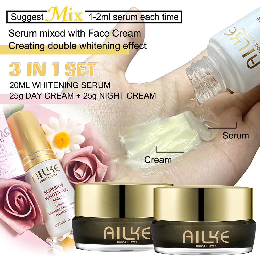 AILKE Whitening Face Cream, Reduce Dark Spots, Sun Spots, Melanin, With Collagen, Glutathione, Even Skin Tone For All Skin Types