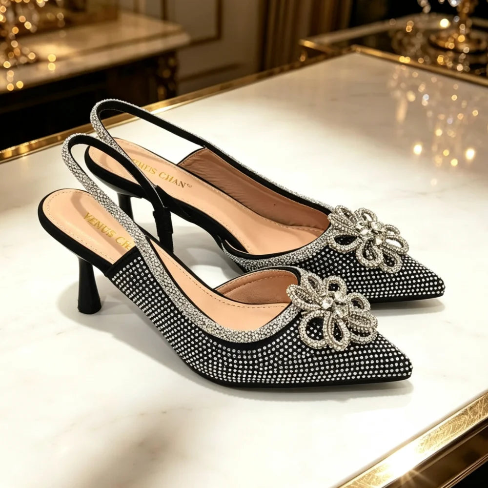 Pointed-Toe Slingback Heels – Six Colors