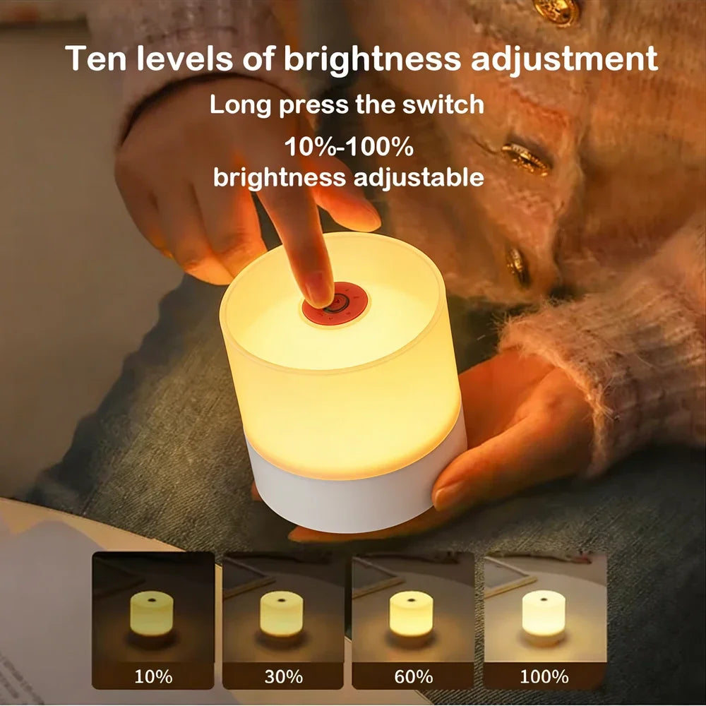 LED Touch Switch Night Lamp Remote Control Rechargeable Three Colors Dimmable Light Timing Bedside Sleeping Reading Table Lights