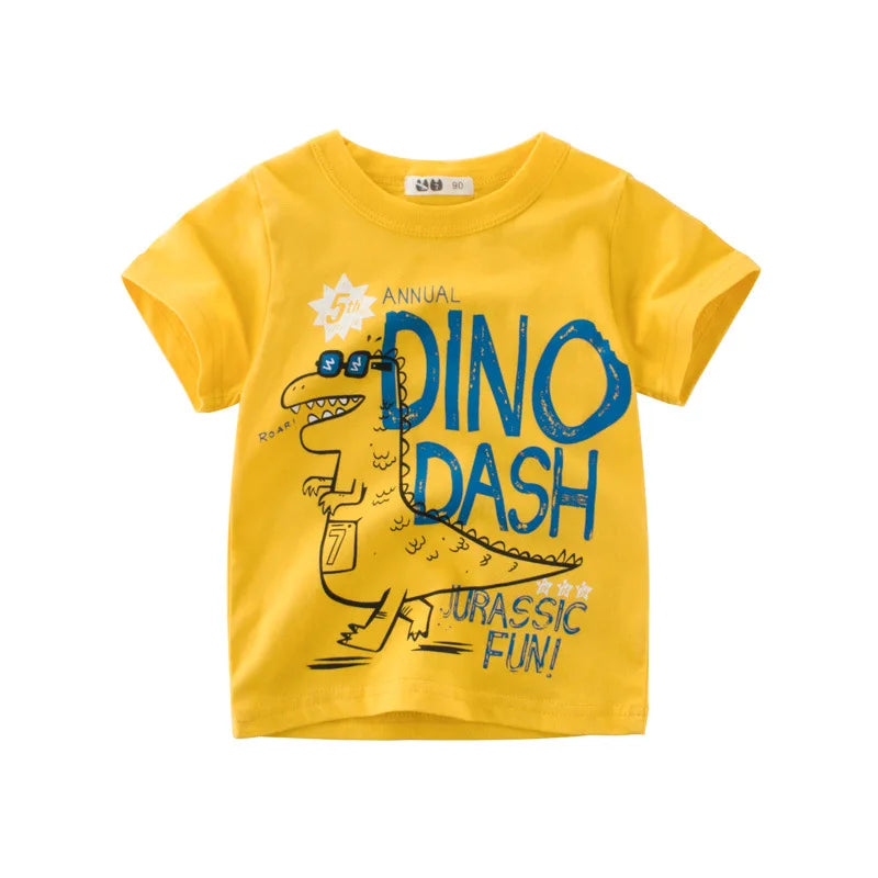 OLEKID 2025 Summer Children Boys Clothing Printed Cartoon Boys T-Shirts 2-8 Years Kids Baby Boy Tops Short Sleeve Toddler Tees