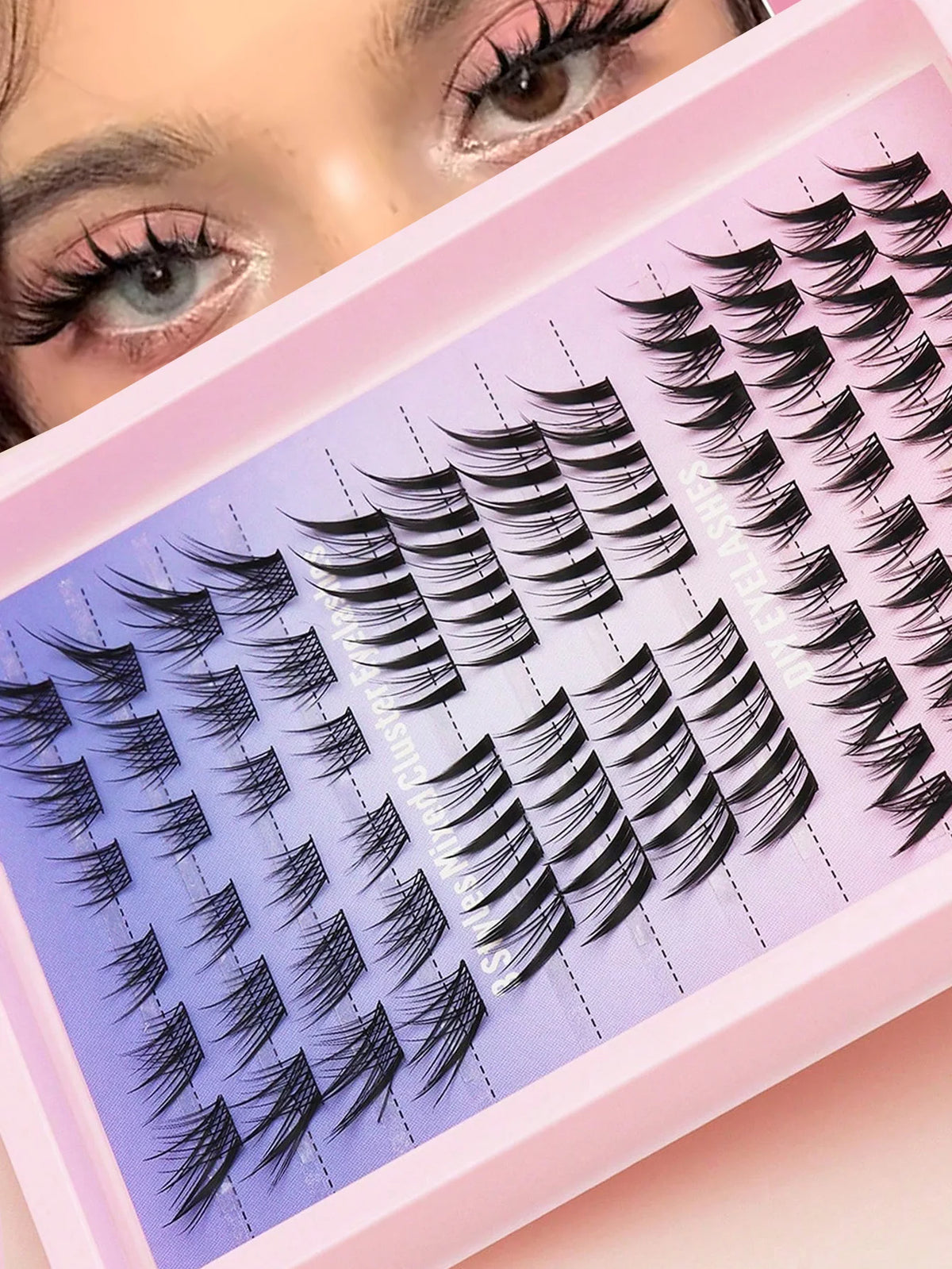 Ayr 80PCS C Curl Brown Style Eyelash Extension Winged Individual Lashes Natural Segmented Eyelash Bundles Makeup Tools
